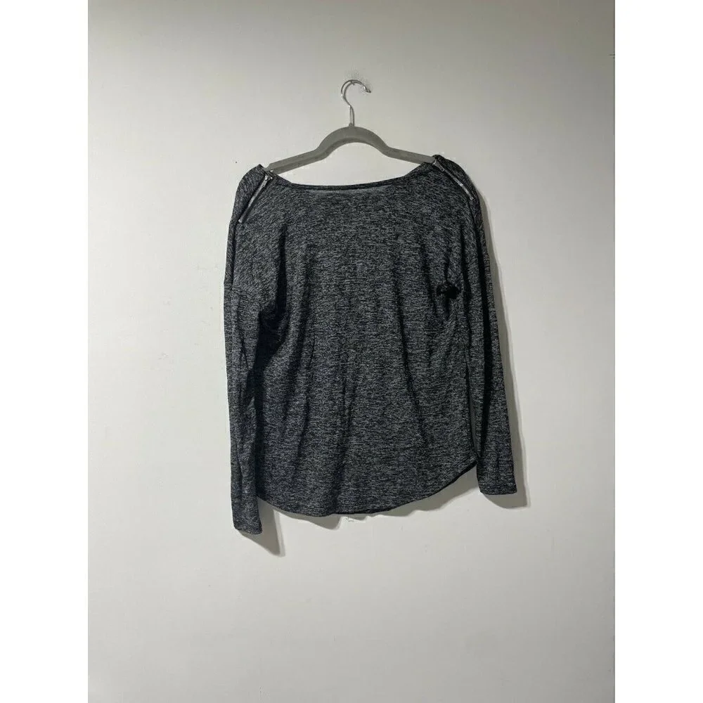 Carmen Marc Valvo Grey Boatneck Zipper Detail Blouse Size Small - Picture 3 of 5